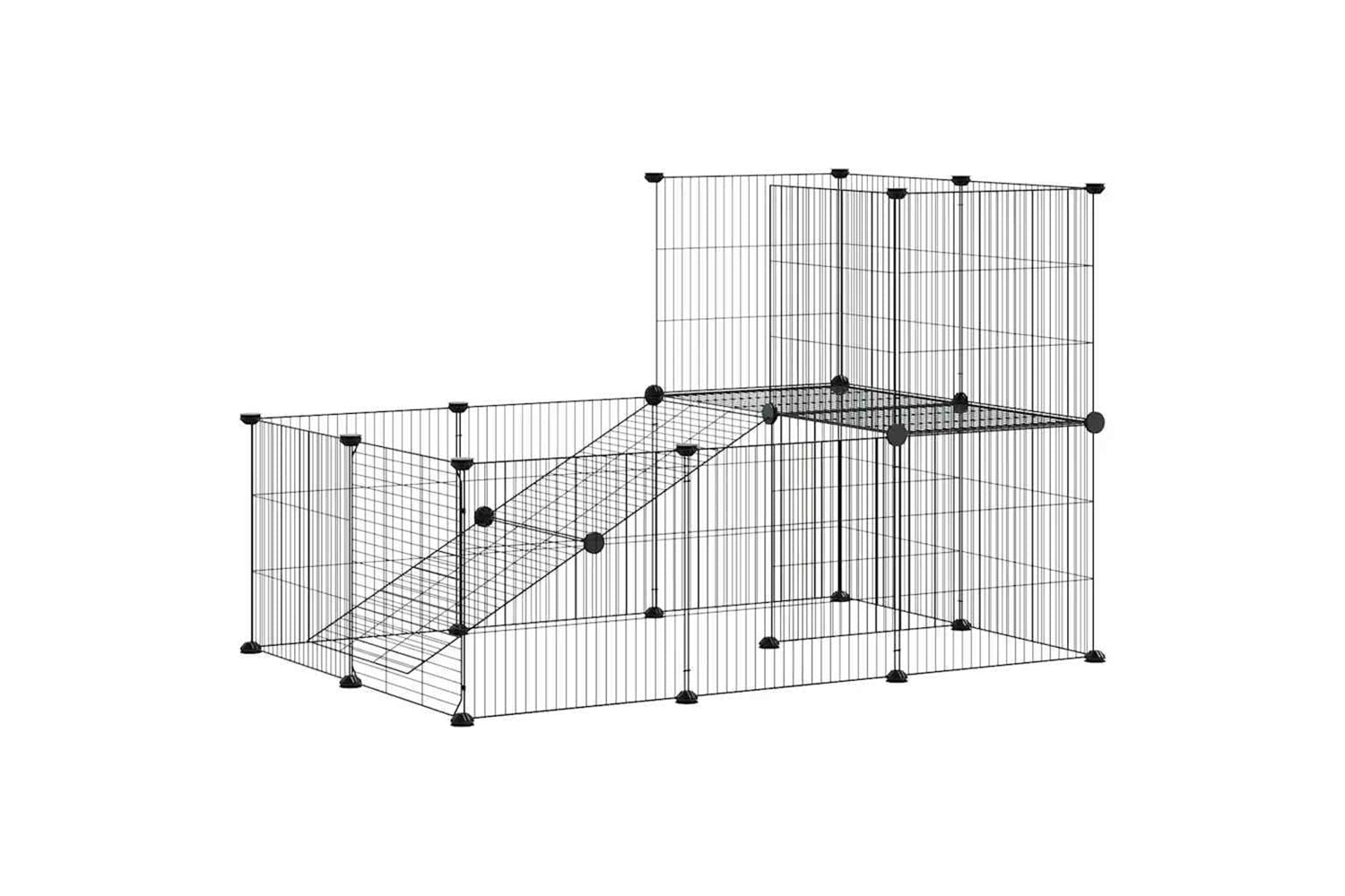 vidaXL 3114061 20-panel Pet Cage With Door Black 35x35cm Steel
