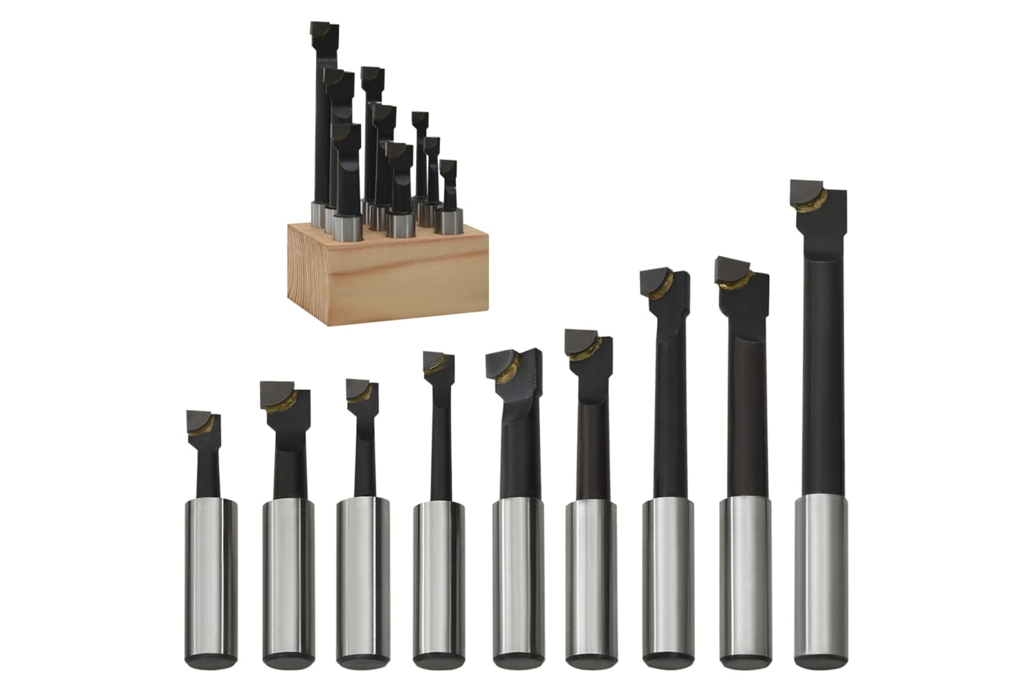vidaXL 146682 Boring Cutters 9 Pcs 12mm With Wood Base