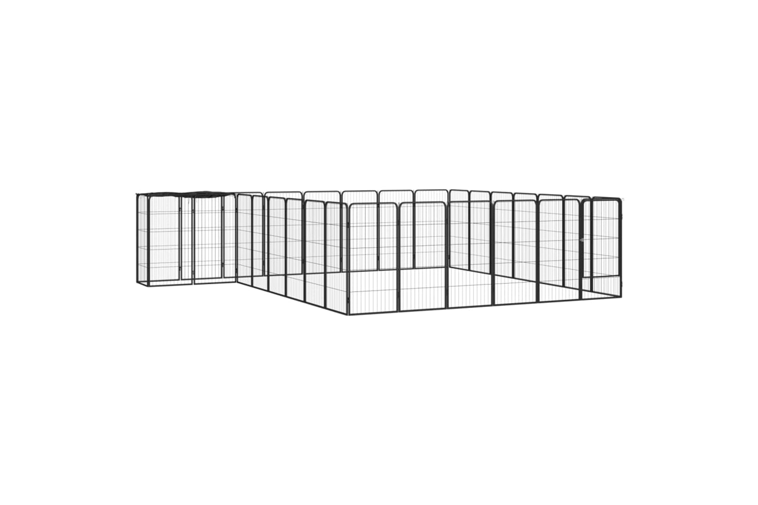 vidaXL 3115953 30-panel Dog Playpen Black 50x100cm Powder-coated Steel