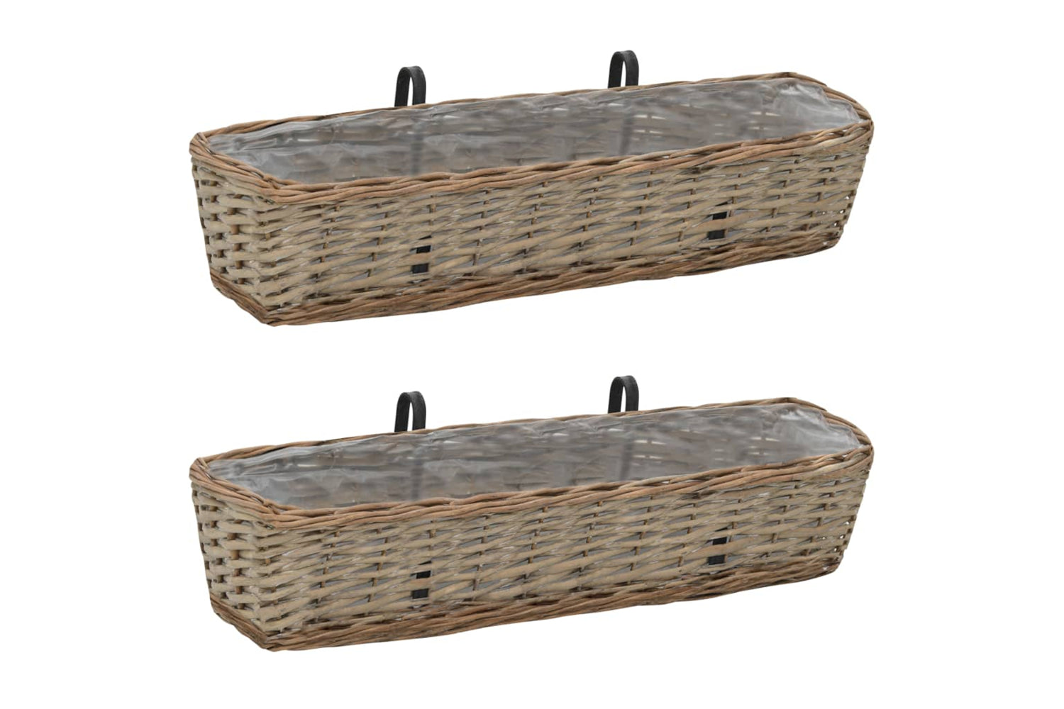 vidaXL 287642 Balcony Planter 2 Pcs Wicker With Pe Lining 80cm
