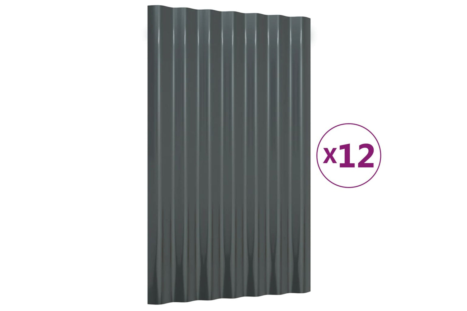 vidaXL 319126 Roof Panels 12 Pcs Powder-coated Steel Anthracite 60x36cm-2