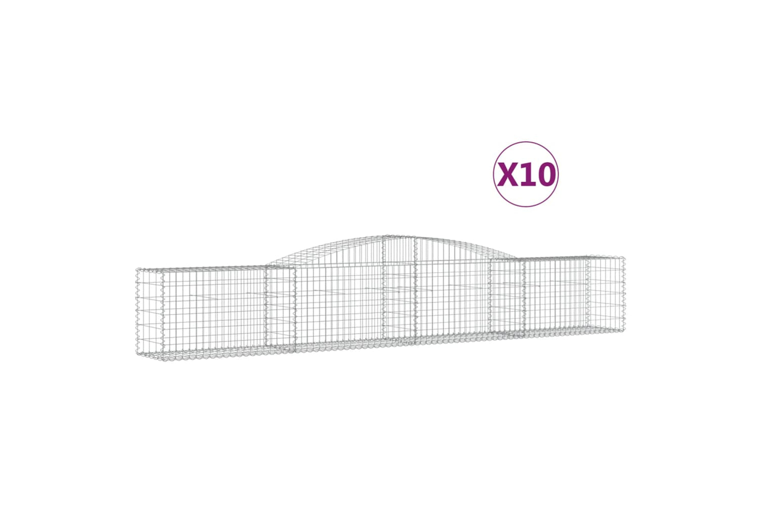 vidaXL 3146978 Arched Gabion Baskets 10 Pcs 400x50x60/80cm Galvanised Iron