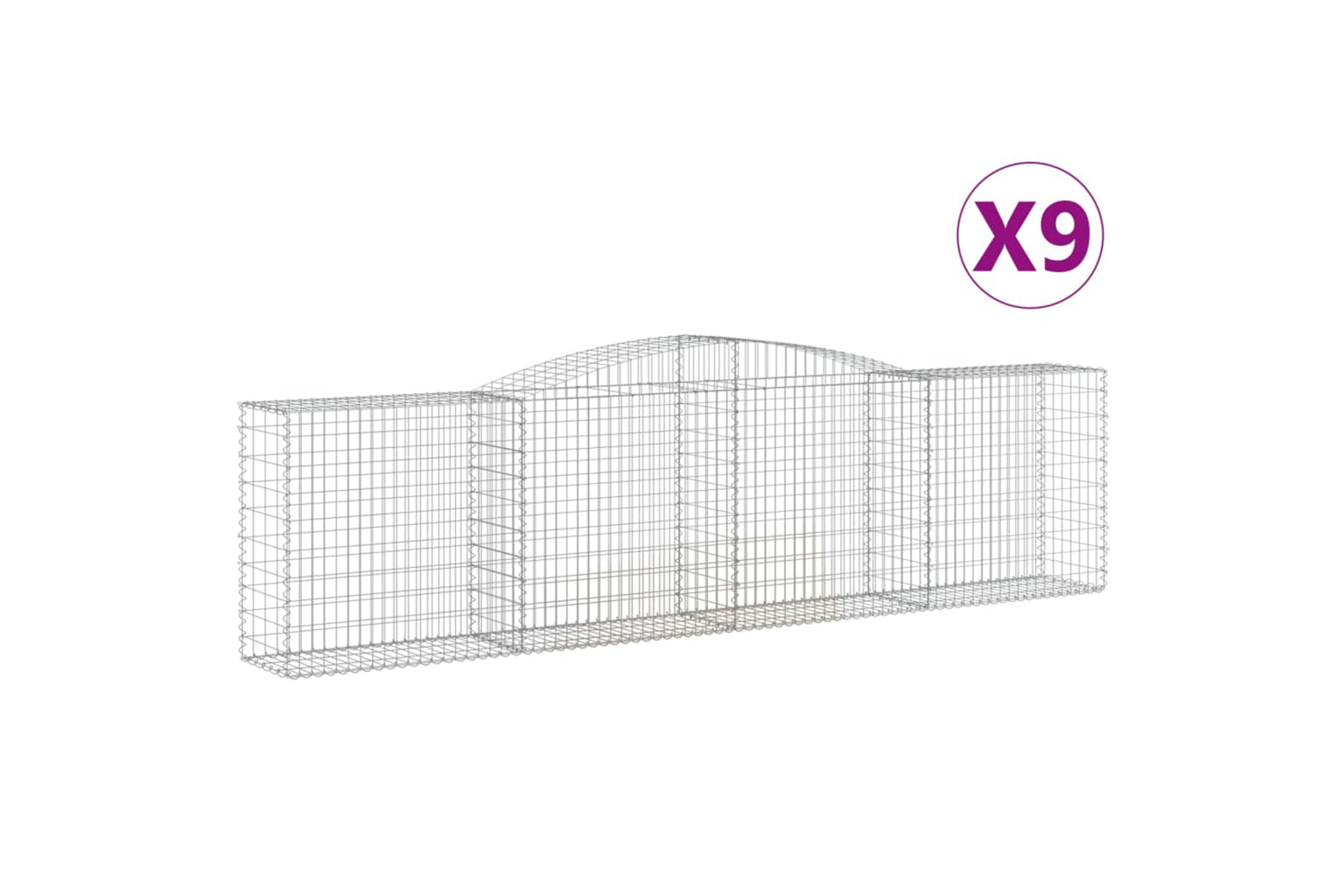 vidaXL 3147003 Arched Gabion Baskets 9 Pcs 400x50x100/120cm Galvanised Iron