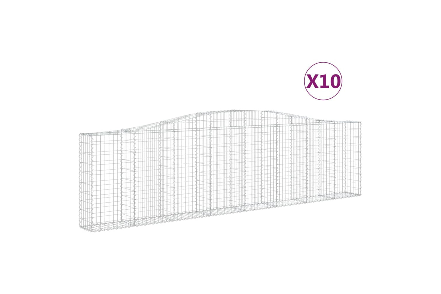 vidaXL 3145834 Arched Gabion Baskets 10 Pcs 400x30x100/120cm Galvanised Iron
