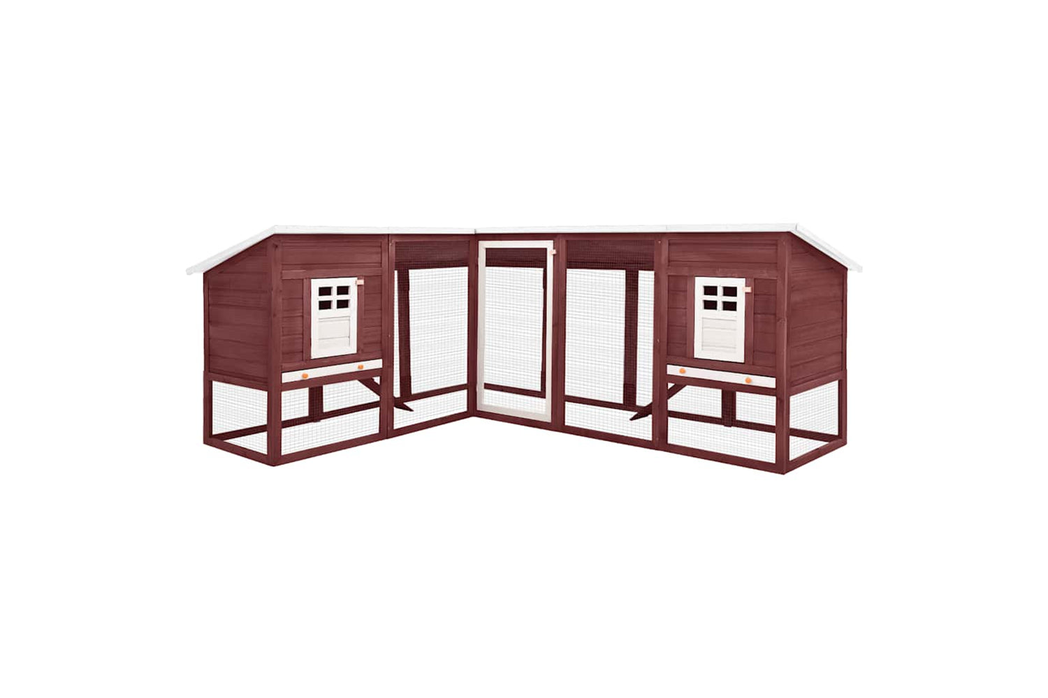 Vidaxl 170874 Outdoor Rabbit Hutch With Run Mocca And White Solid Fir Wood