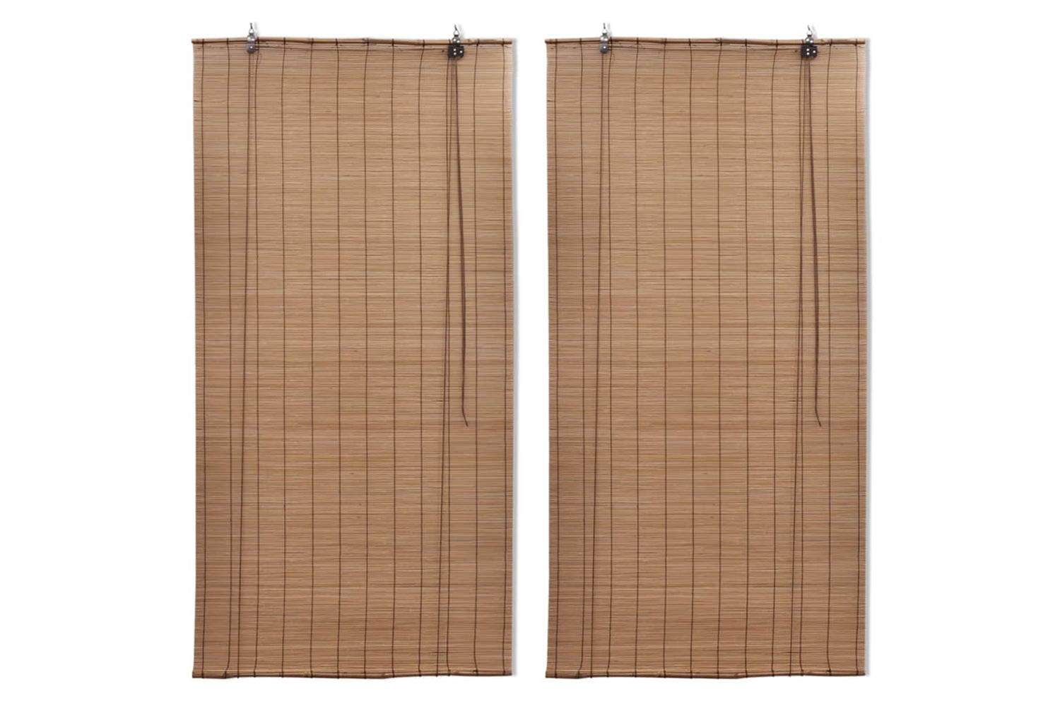 vidaXL 3057520 Bamboo Roller Blinds 2 Pcs Brown 120x220cm
