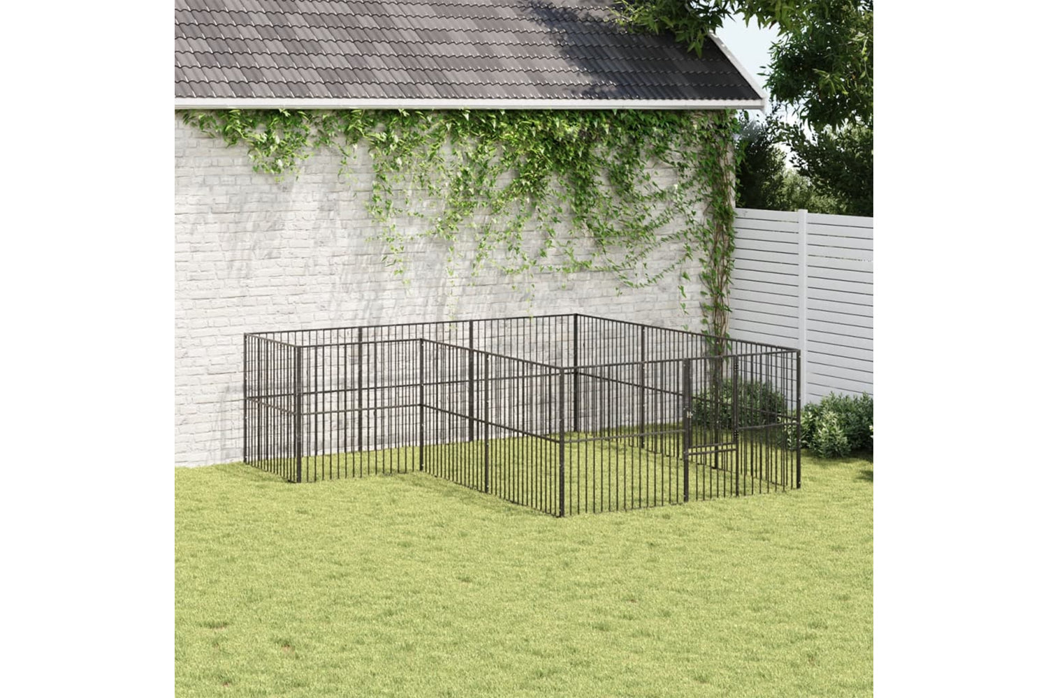 Vidaxl 3209558 Dog Playpen 12 Panels Black Galvanised Steel-2