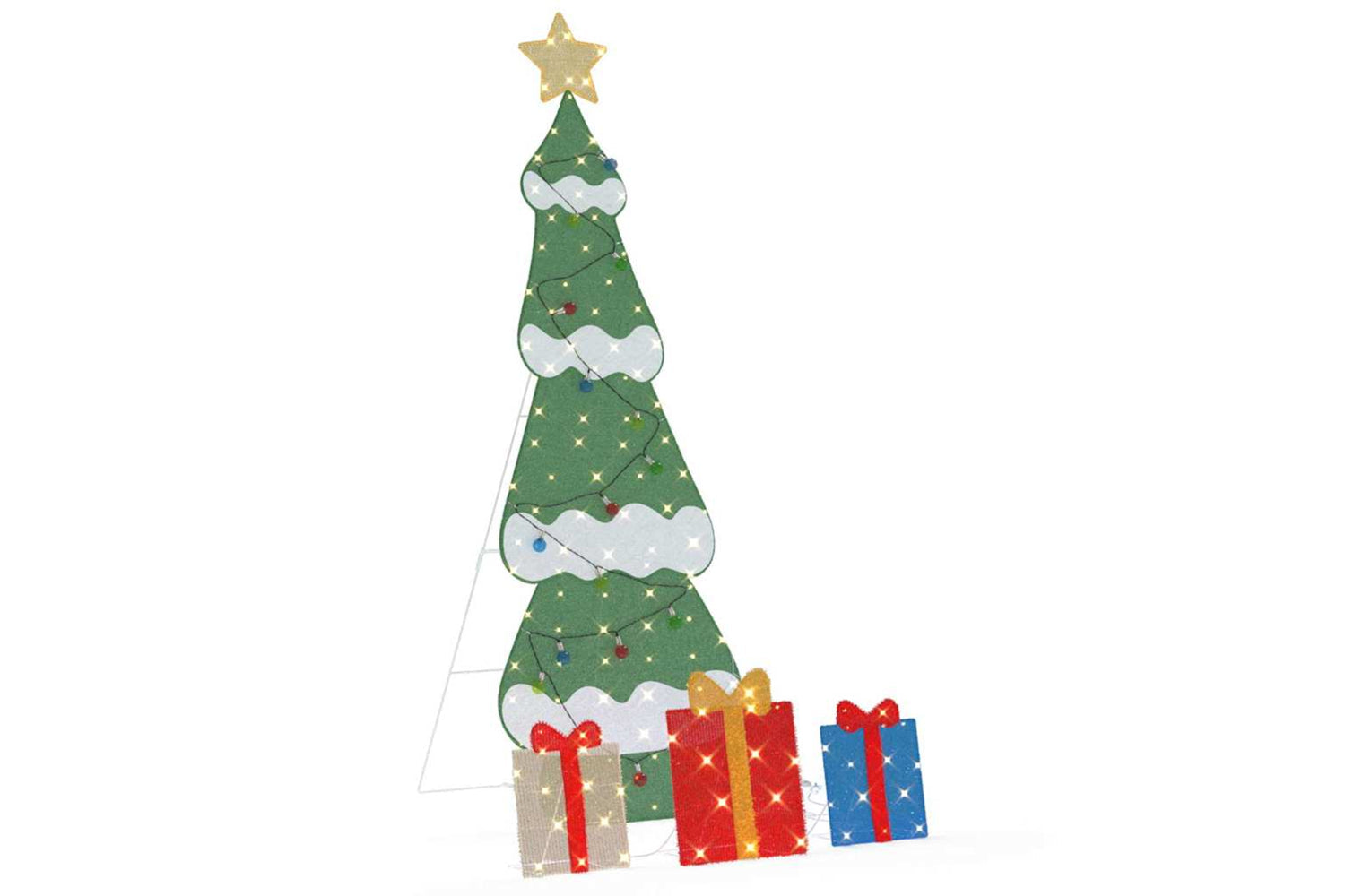 Vidaxl Lighted Christmas Tree With 3 Gift Boxes 2d Warm White 150 Cm