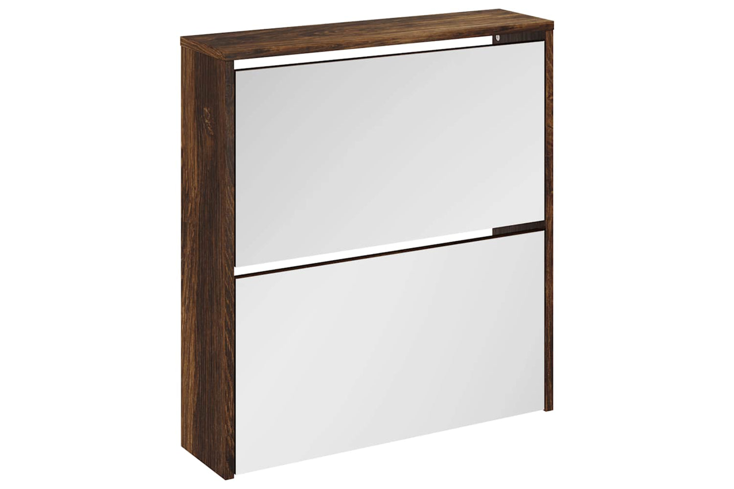 vidaXL 342632 Shoe Cabinet With Mirror 2-layer Smoked Oak 63x17x67cm
