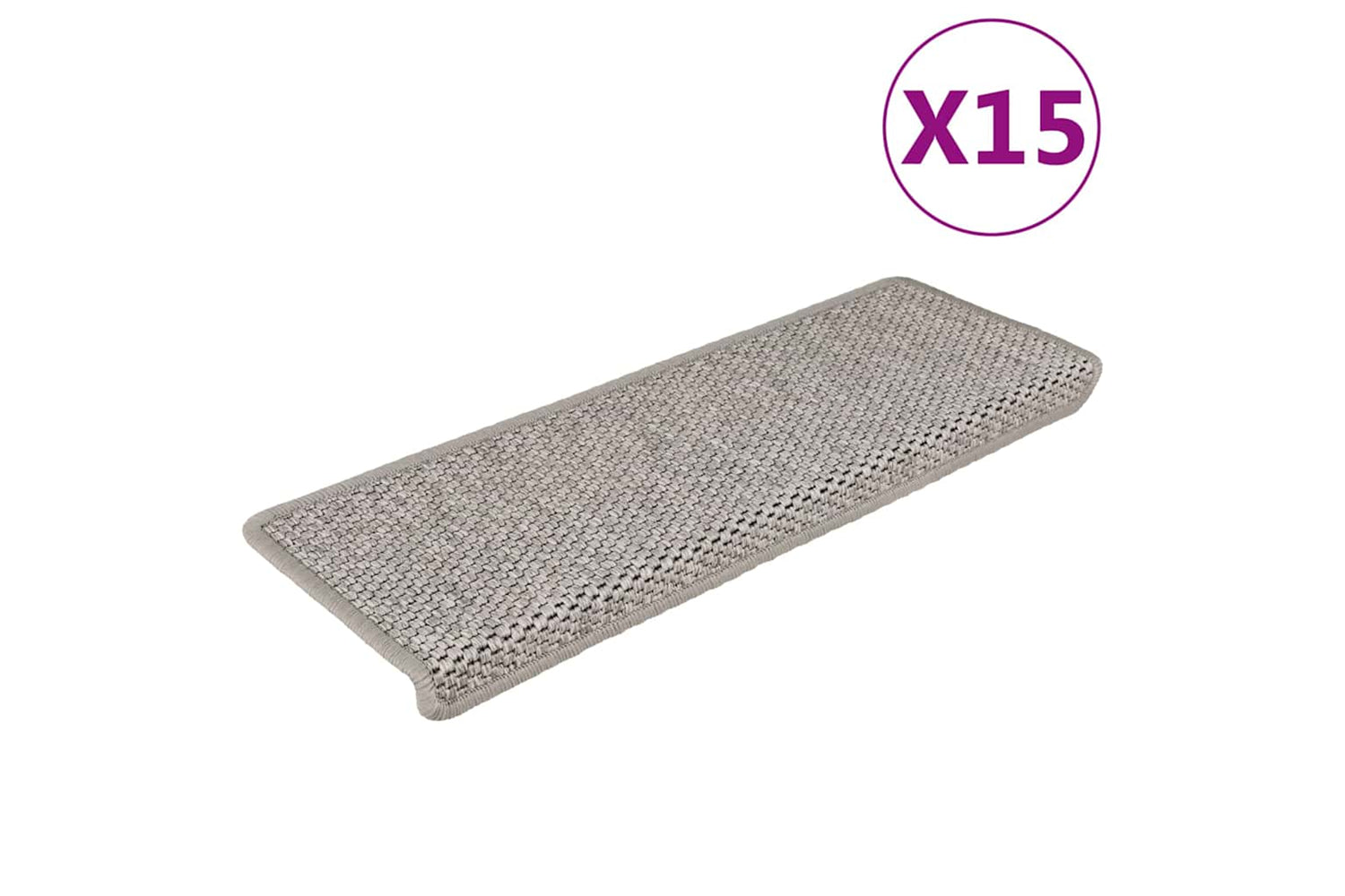 vidaXL 326883 Stair Mats Self-adhesive Sisal-look 15 Pcs 65x21x4cm Silver