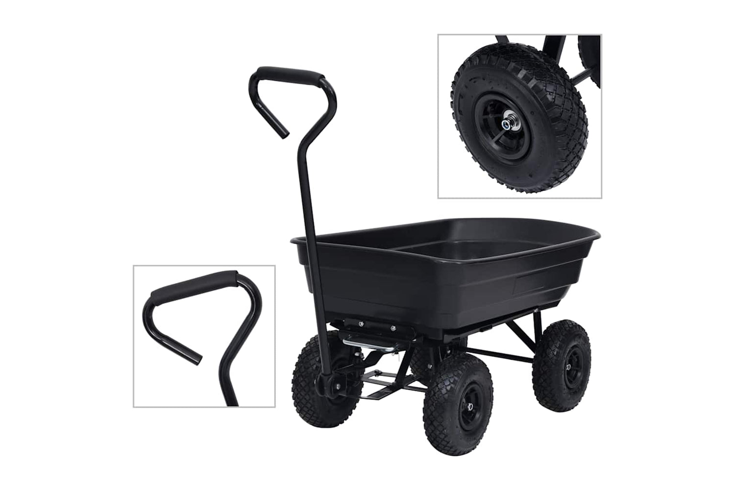 Vidaxl 92579 Garden Tipping Hand Cart 300 Kg 75l Black