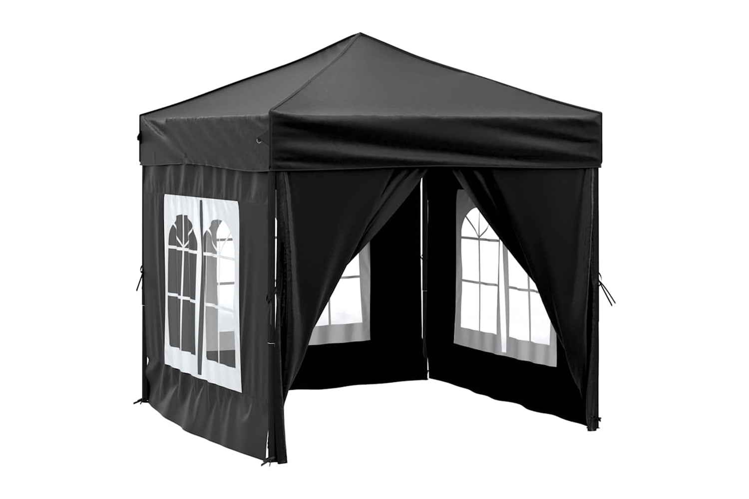Vidaxl 93504 Folding Party Tent With Sidewalls Black 2x2 M