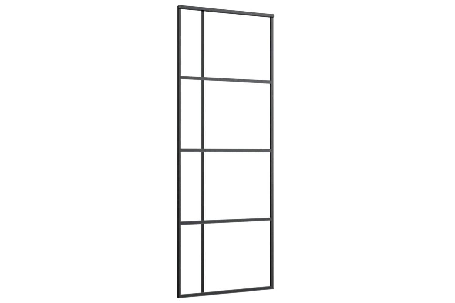 Vidaxl 151679 Sliding Door Frosted Esg Glass And Aluminium 76x205 Cm Black-2