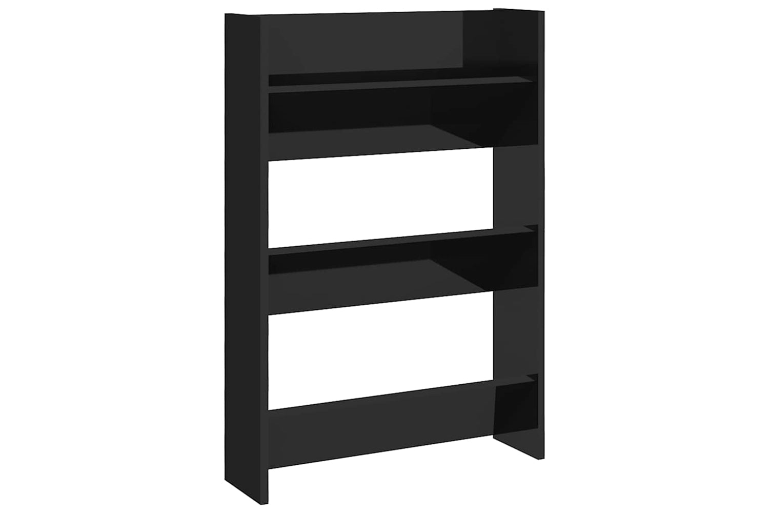 vidaXL 806773 Wall Shoe Cabinet High Gloss Black 60x18x90cm Engineered Wood