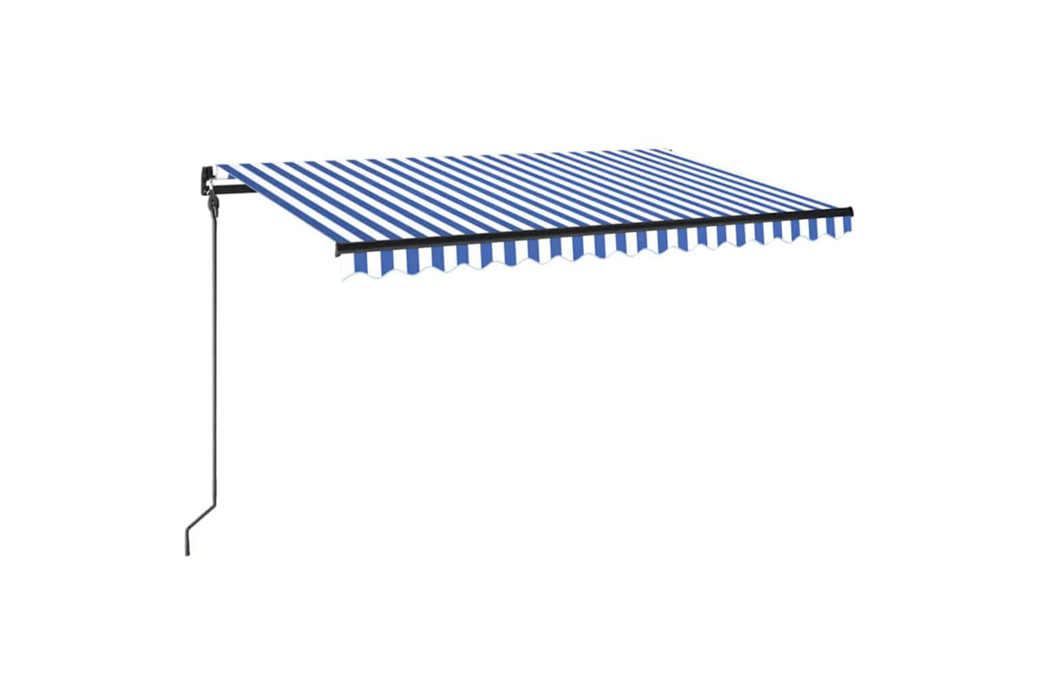 Vidaxl Manual Retractable Awning With Led 450x300 Cm Blue And White