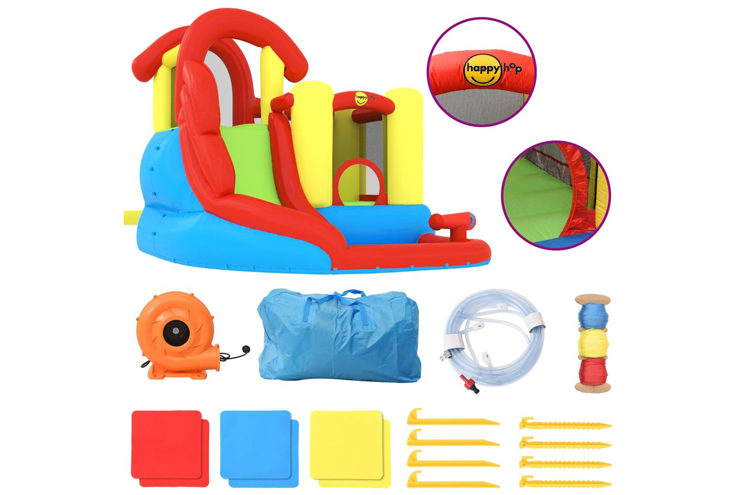 Happy Hop - 94242 Bouncy Castle With Slide And Splash Pool 280x319x211 Cm