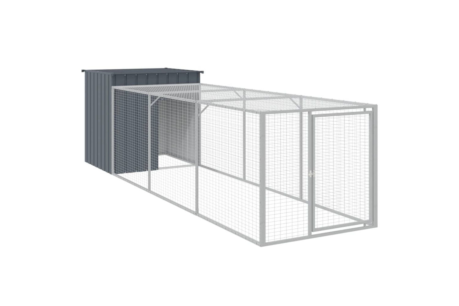 vidaXL 3189089 Chicken Cage With Run Anthracite 110x405x110cm Galvanised Steel