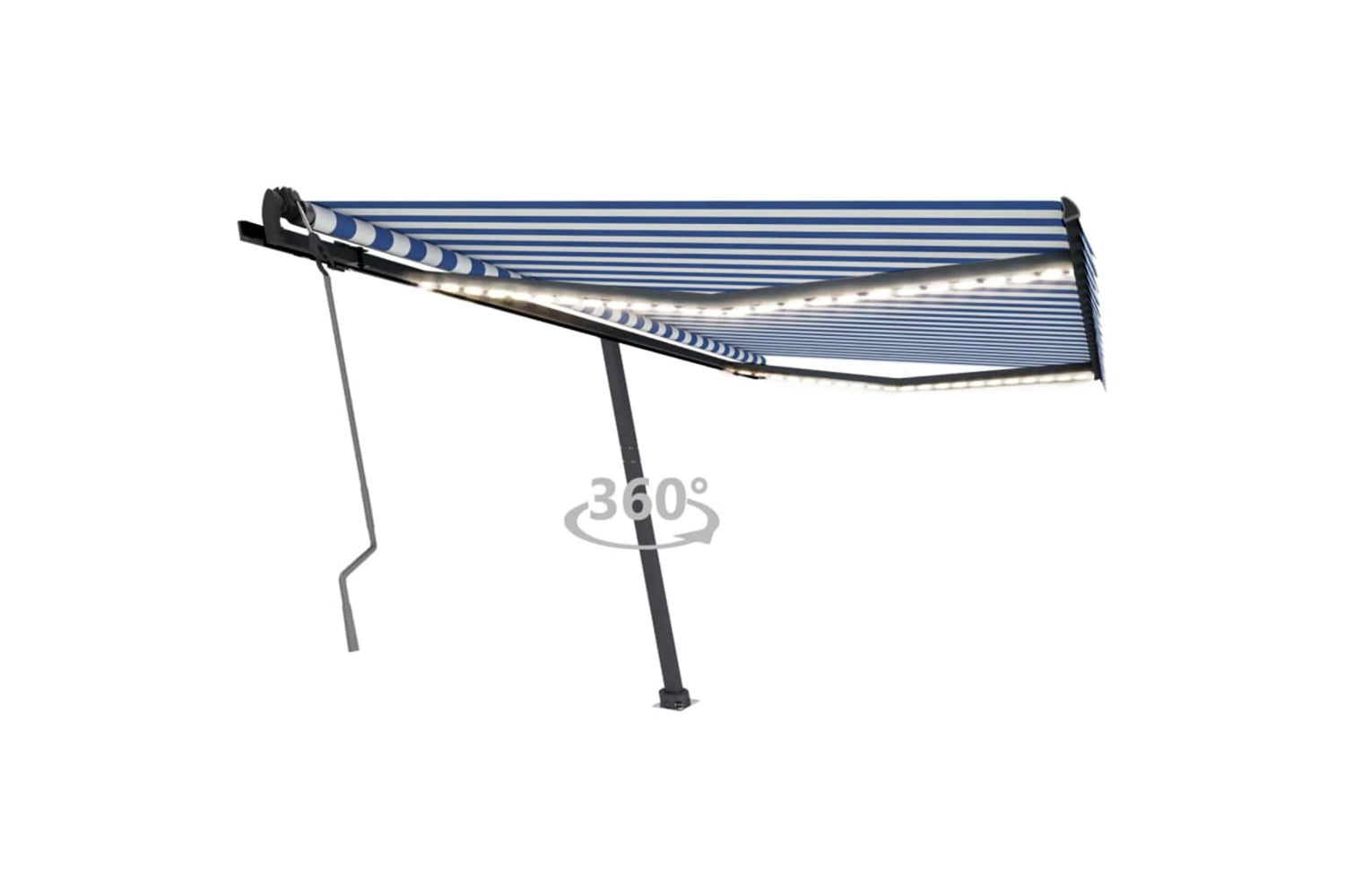 vidaXL 3069821 Manual Retractable Awning With Led 400x350cm Blue And White
