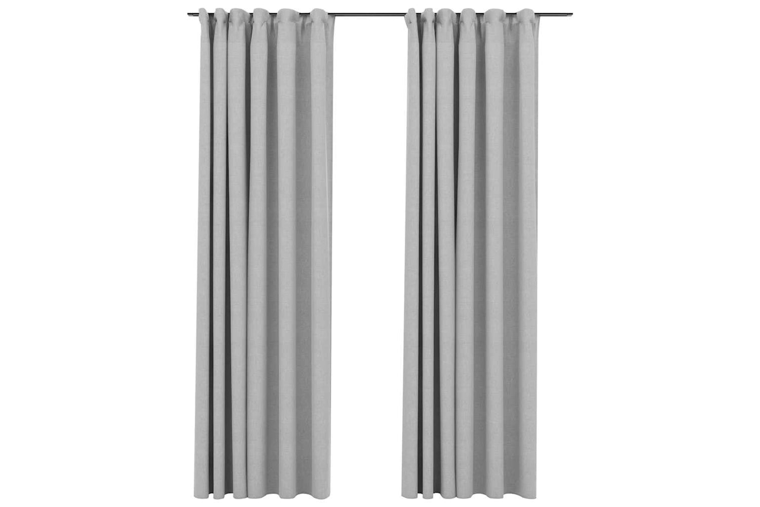 Vidaxl Linen-look Blackout Curtains With Hooks 2 Pcs Grey 140x225 Cm