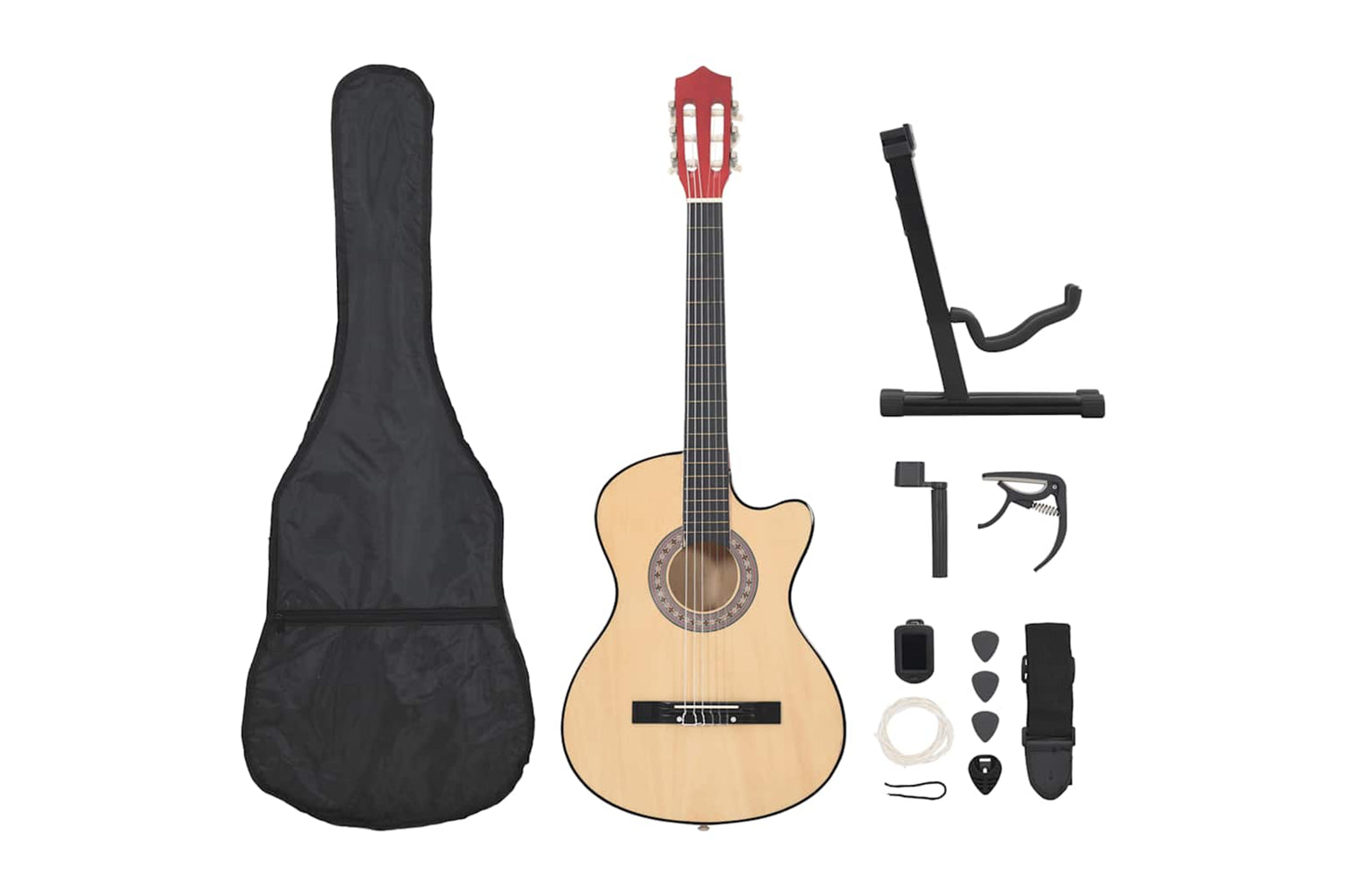 vidaXL 70131 12 Piece Western Acoustic Cutaway Guitar Set With 6 Strings 38