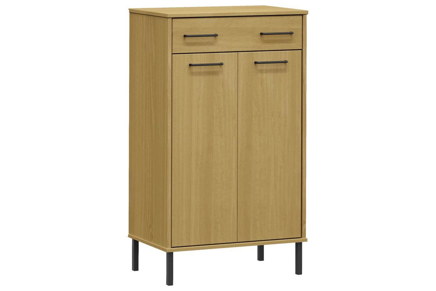 Vidaxl 350985 Shoe Rack With Metal Legs Brown Solid Wood Pine Oslo