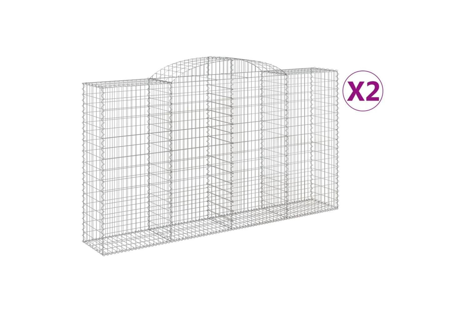 vidaXL 3146755 Arched Gabion Baskets 2 Pcs 300x50x160/180cm Galvanised Iron