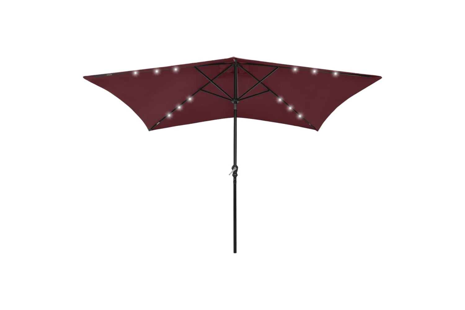 Vidaxl 313790 Parasol With Leds And Steel Pole Bordeaux Red 2x3 M