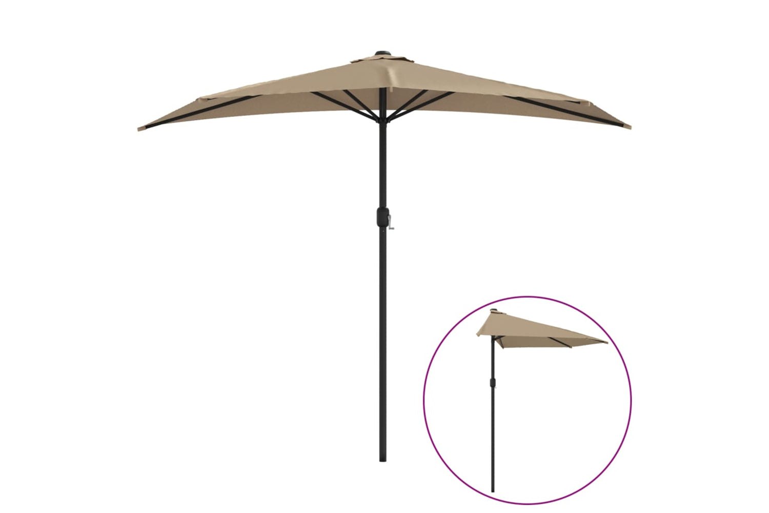 vidaXL 44590 Balcony Parasol With Aluminium Pole Taupe 270x144cm Half