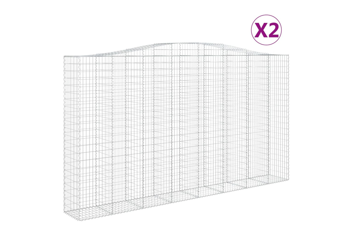 vidaXL 3146034 Arched Gabion Baskets 2 Pcs 400x50x220/240cm Galvanised Iron