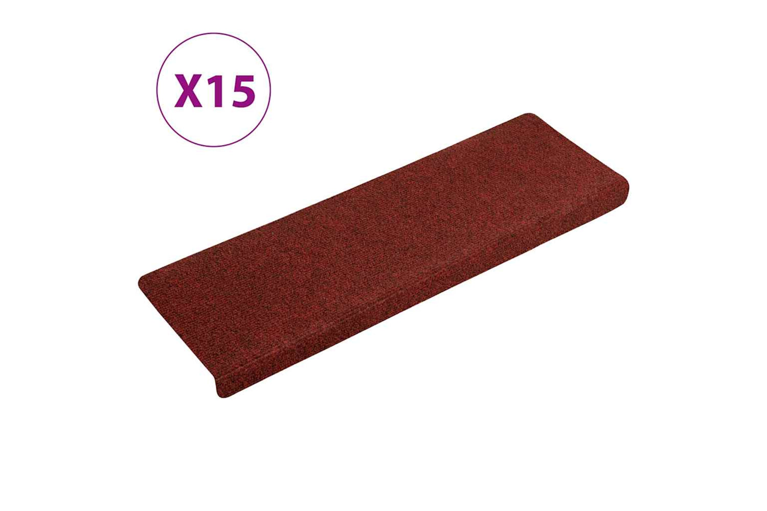 vidaXL Stair Mats 15 Pcs Needle Punch 65x21x4cm Red
