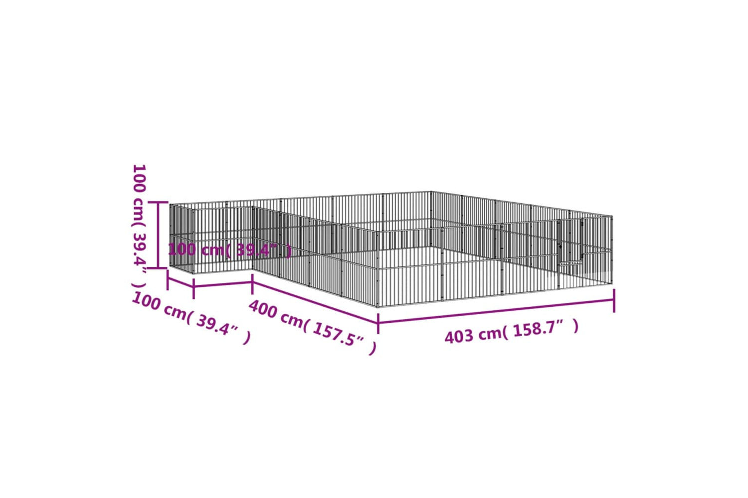 Vidaxl 3209560 Dog Playpen 20 Panels Black Galvanised Steel-8