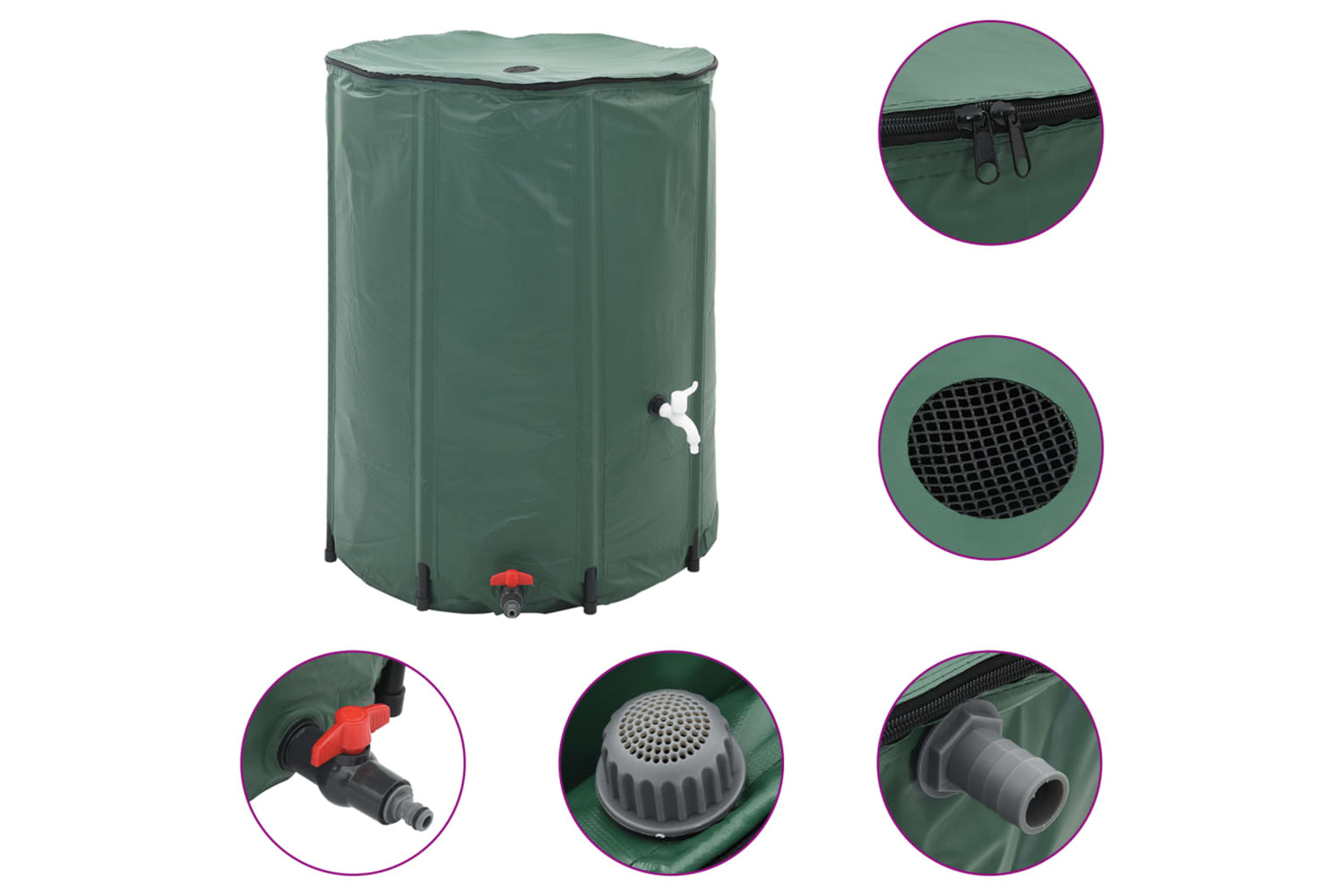 Vidaxl 48609 Collapsible Rain Water Tank With Spigot 1350 L