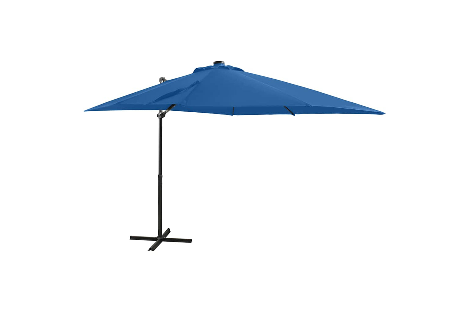 Vidaxl 312325 Cantilever Umbrella With Pole And Led Lights Azure Blue 250 Cm