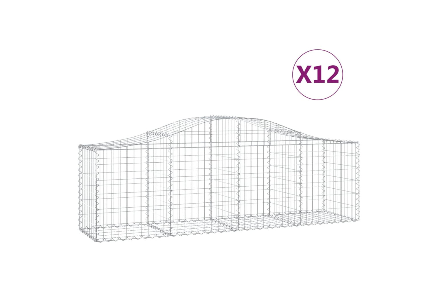vidaXL 3145608 Arched Gabion Baskets 12 Pcs 200x50x60/80cm Galvanised Iron