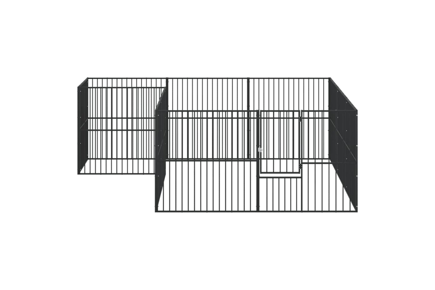 Vidaxl 3209558 Dog Playpen 12 Panels Black Galvanised Steel-3