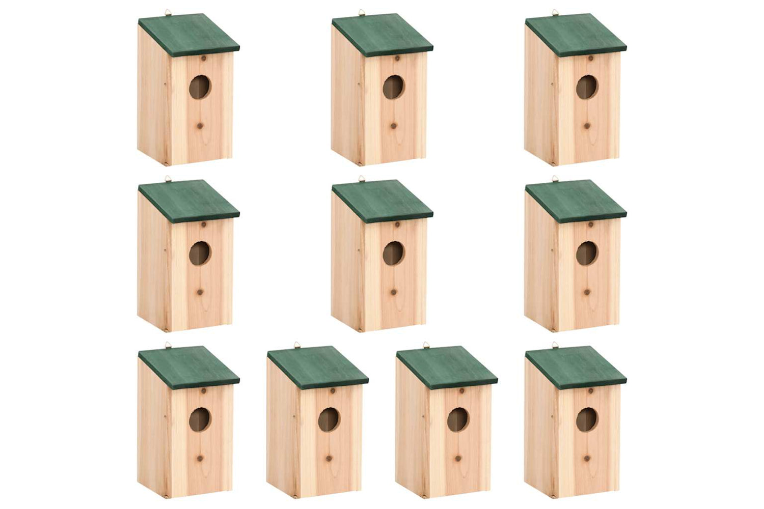 vidaXL 314815 Bird Houses 10 Pcs Solid Firwood 12x12x22cm