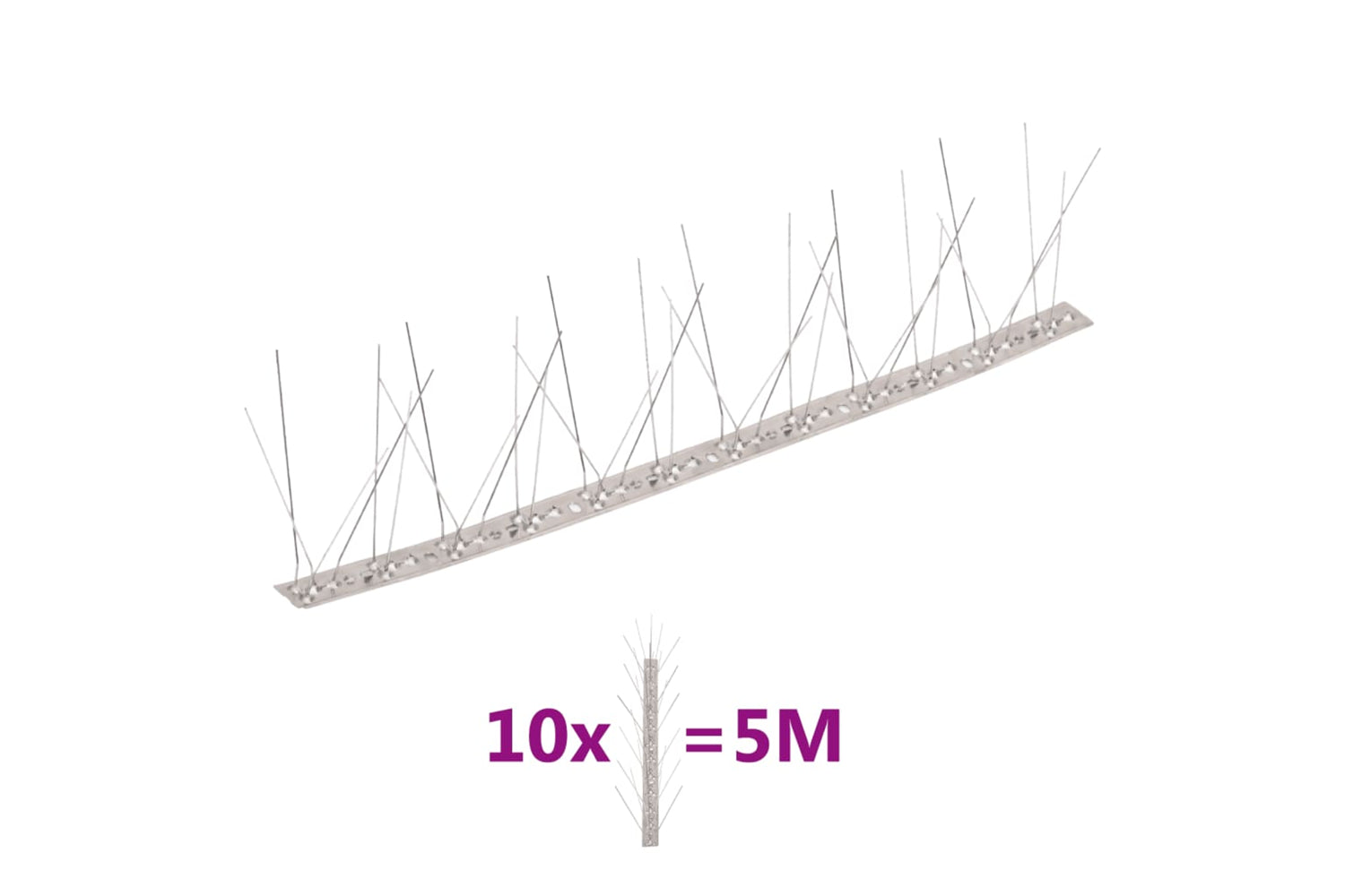 Vidaxl 149132 5-row Stainless Steel Bird & Pigeon Spikes Set Of 10 5 M