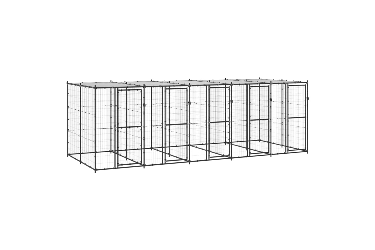 Vidaxl 3082252 Outdoor Dog Kennel Steel With Roof 12.1 M2