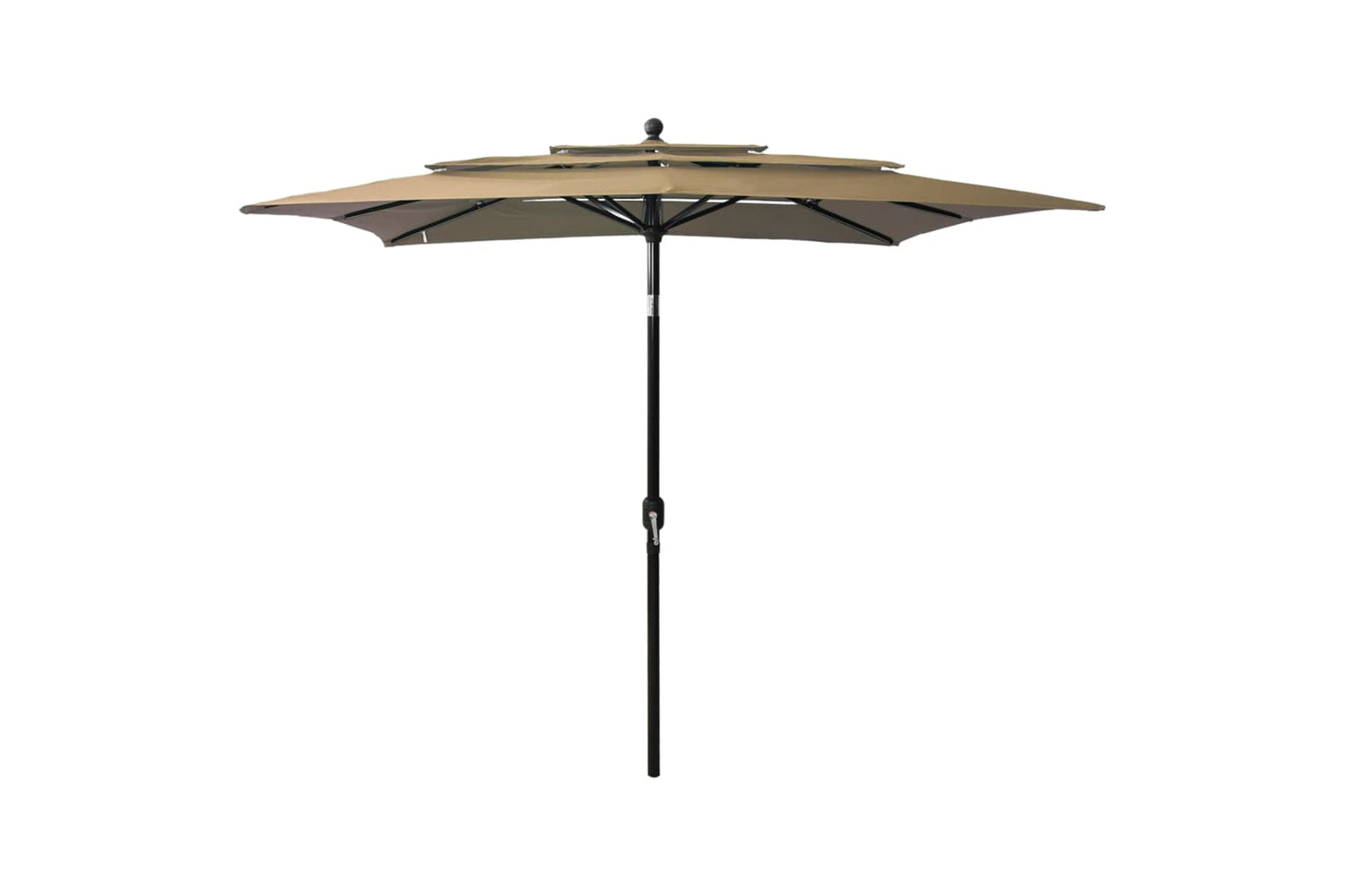 Vidaxl 313839 3-tier Parasol With Aluminium Pole Taupe 2.5x2.5 M
