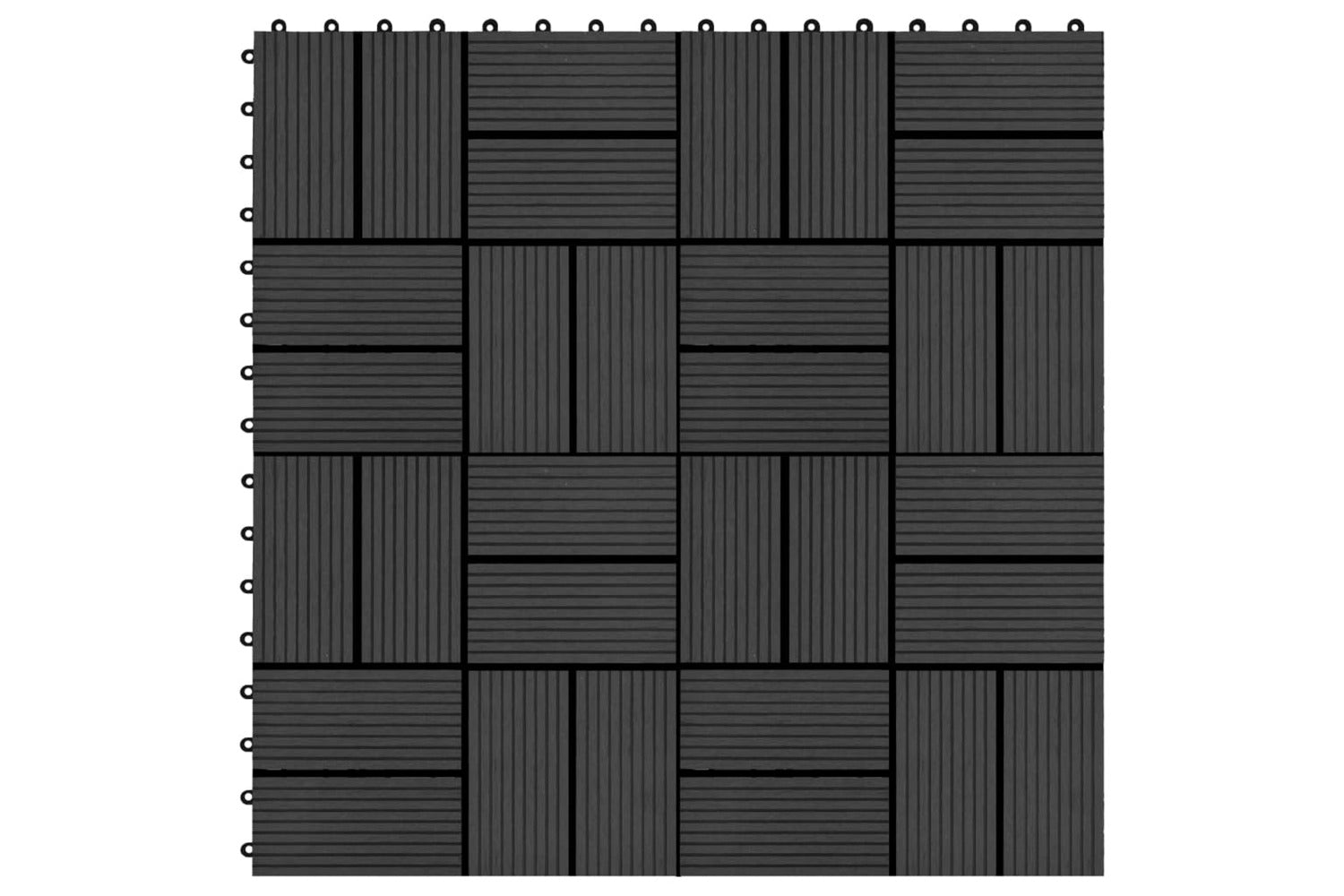vidaXL 45031 11 Pcs Decking Tiles Wpc 30x30cm 1 Sqm Black-2