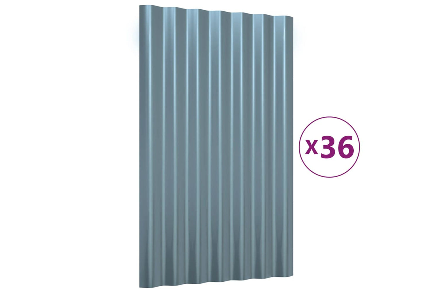 vidaXL 319129 Roof Panels 36 Pcs Powder-coated Steel Grey 60x36cm-2