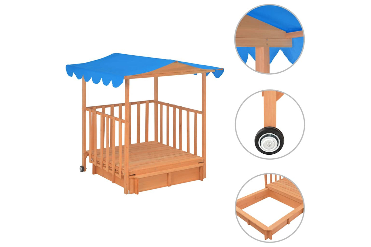 Vidaxl Kids Playhouse With Sandbox Fir Wood Blue Uv50-2