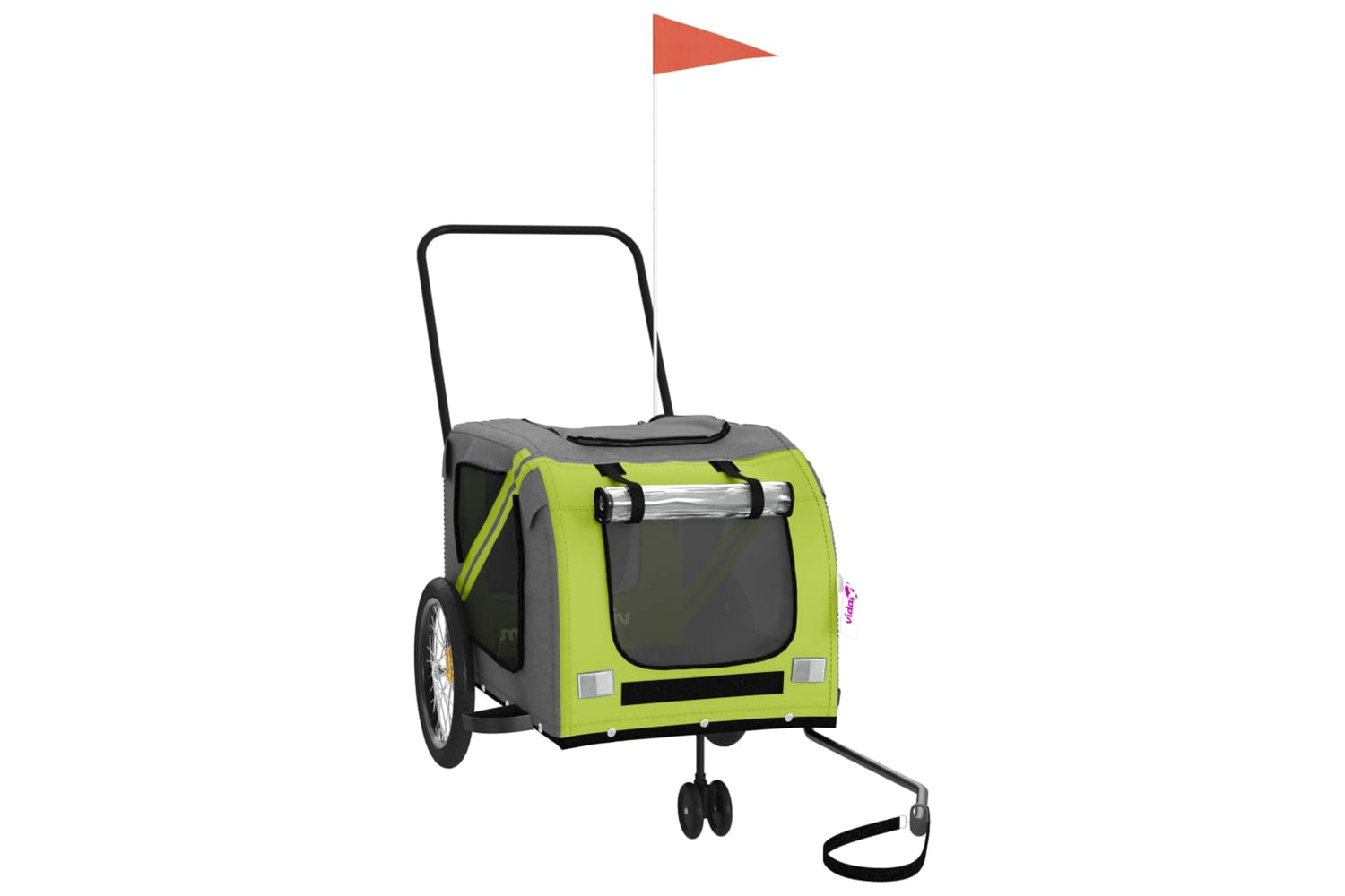 Vidaxl 93906 Pet Bike Trailer Green And Grey Oxford Fabric And Iron