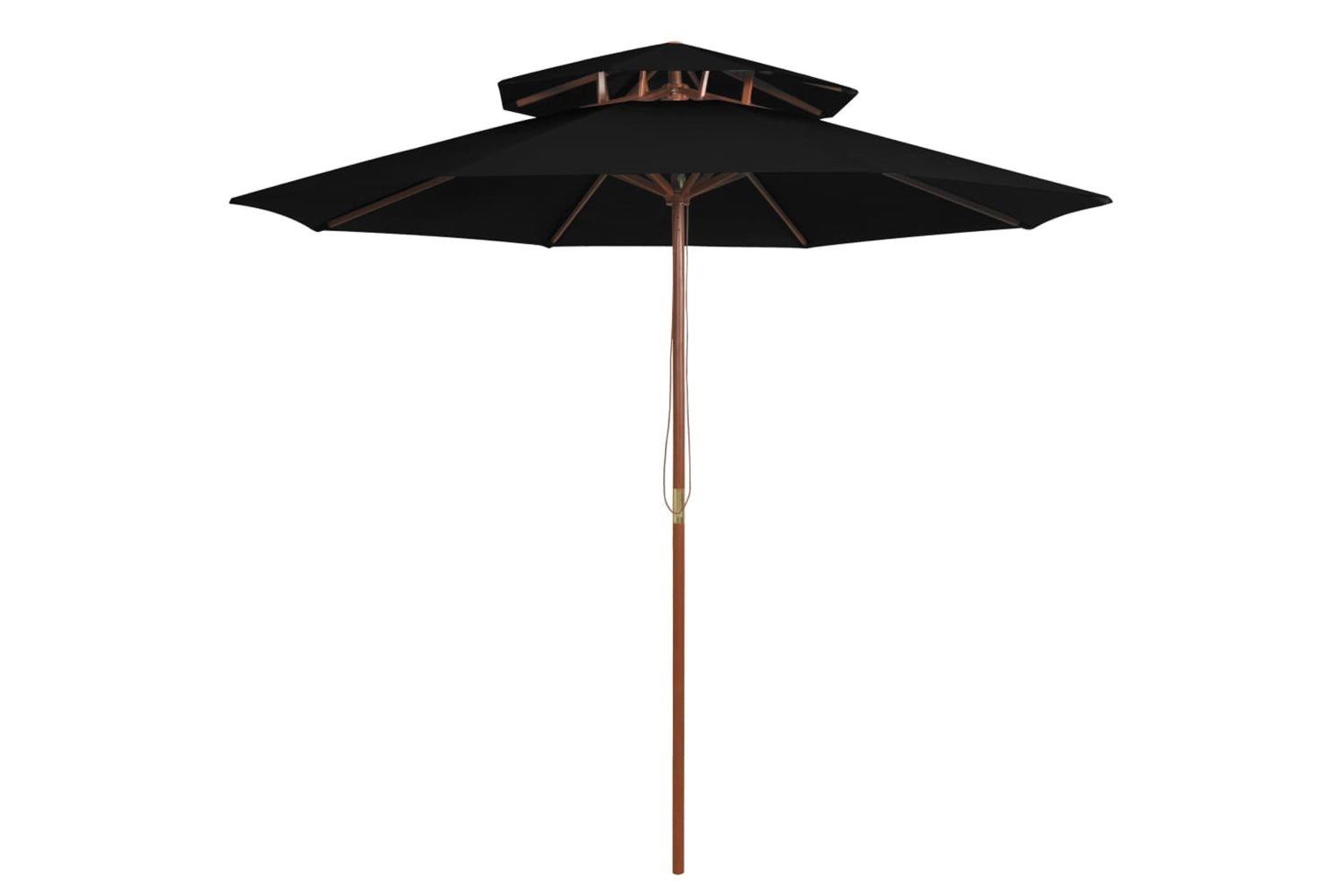 vidaXL 313766 Double Decker Parasol With Wooden Pole Black 270cm