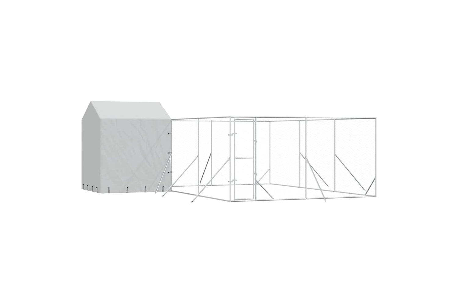 Vidaxl 3190479 Outdoor Dog Kennel With Roof Silver 6x6x2.5 M Galvanised Steel