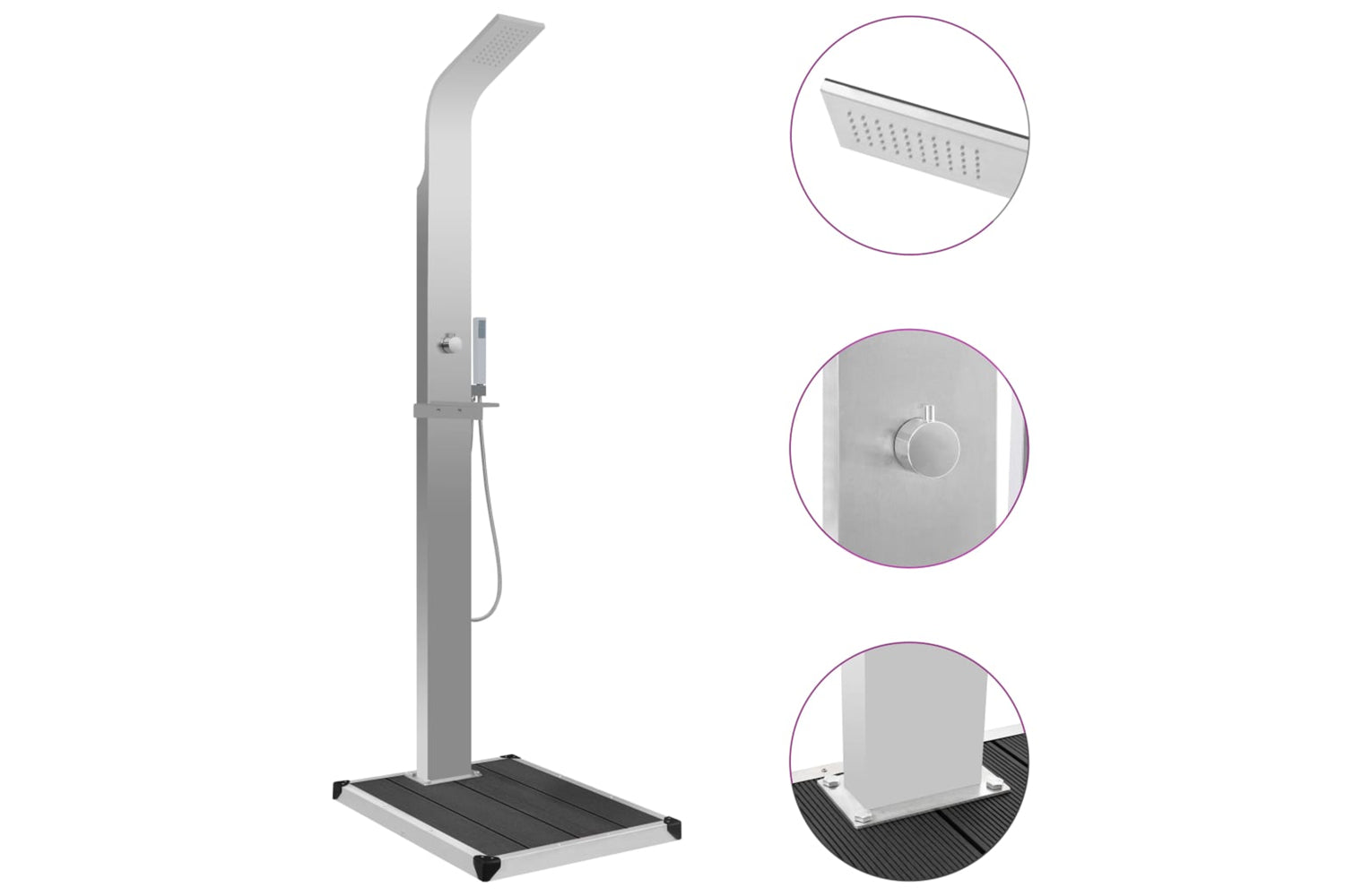 Vidaxl 3051288 Outdoor Shower With Tray Wpc Stainless Steel