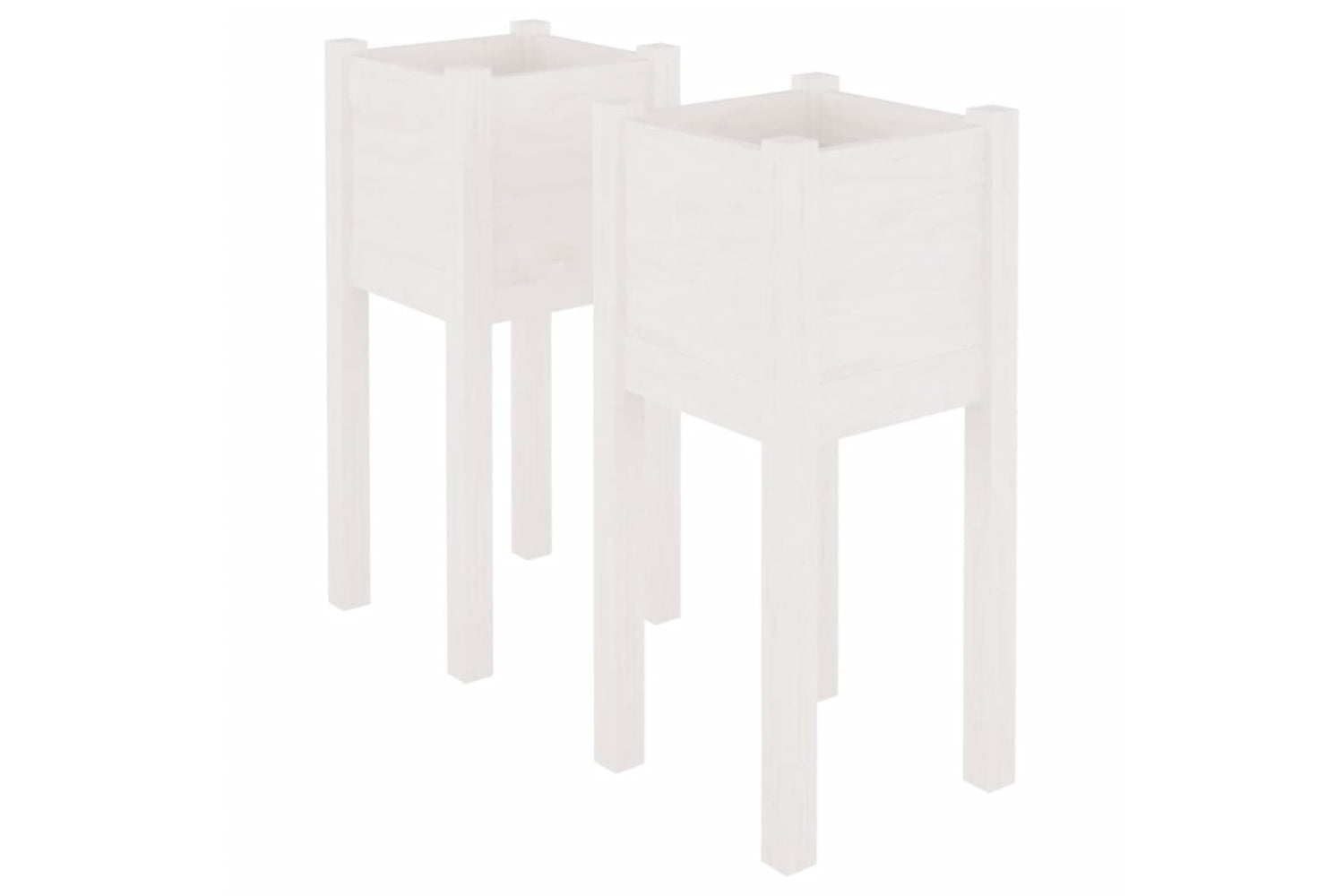 vidaXL 810782 Garden Planters 2 Pcs White 31x31x70cm Solid Pinewood