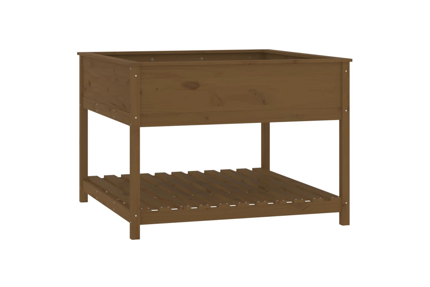 vidaXL 823804 Planter With Shelf Honey Brown 111.5x111.5x81cm Solid Wood Pine