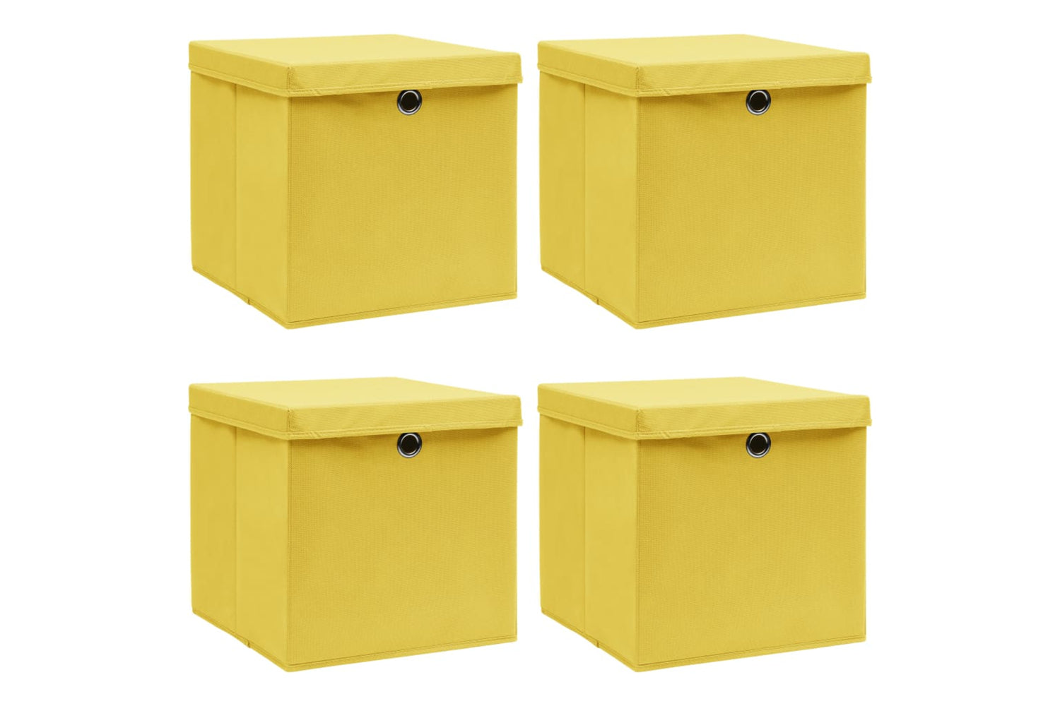 Vidaxl 288366 Storage Boxes With Lids 4 Pcs Yellow 32x32x32 Cm Fabric