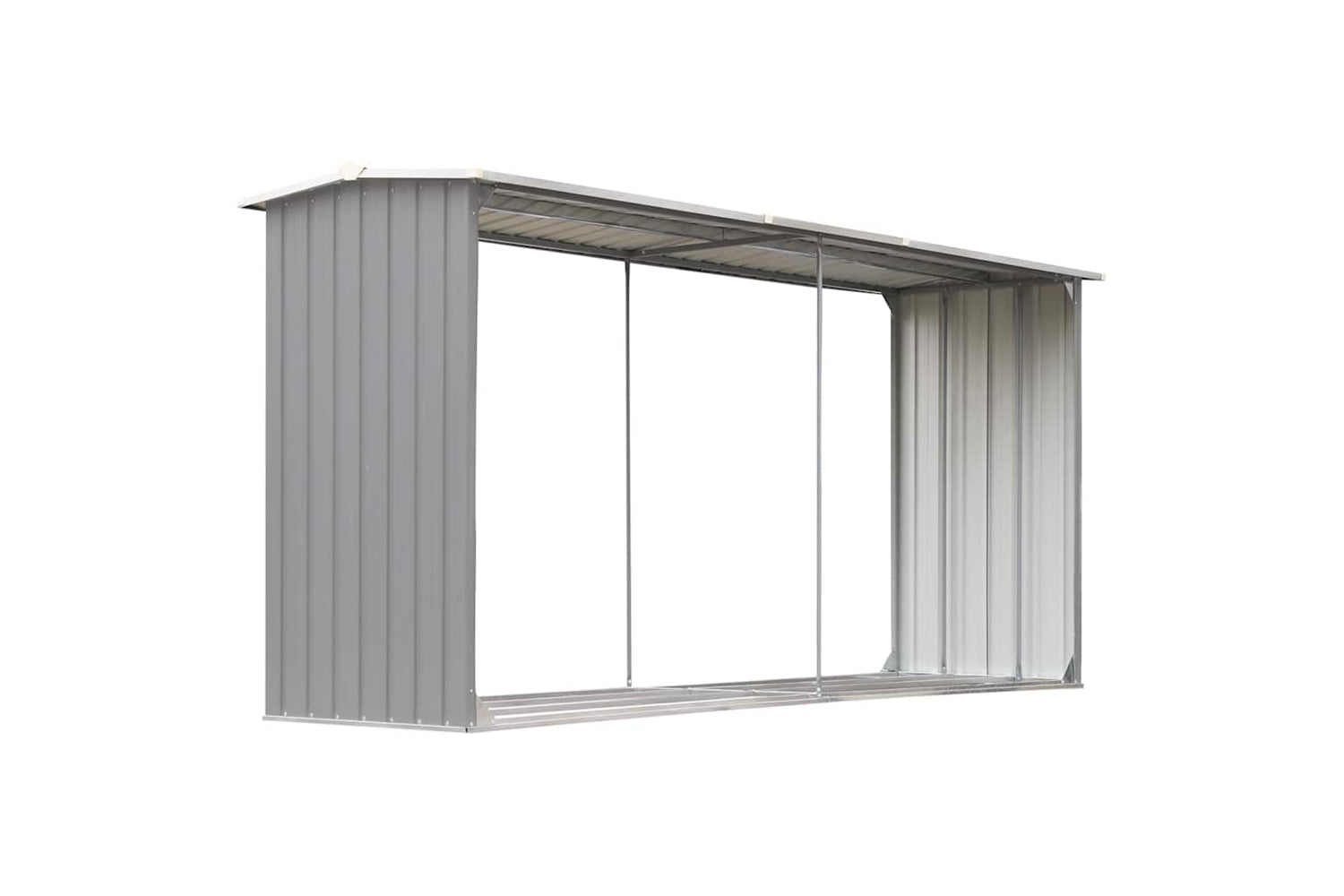 vidaXL 44860 Garden Log Storage Shed Galvanised Steel 330x92x153cm Grey